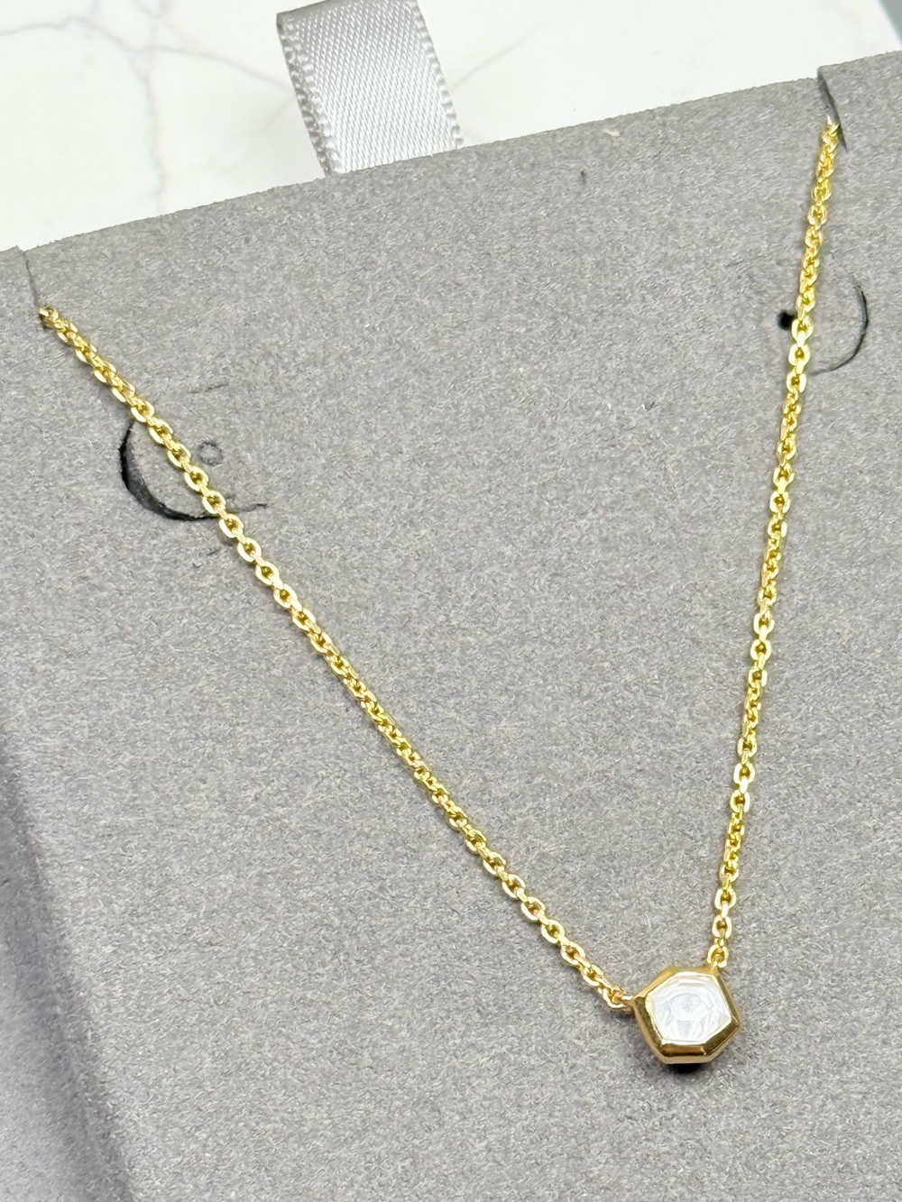Kendra Scott Davie 18k Vermeil Gold Pendant Necklace in Rock Crystal - Picture 3 of 4